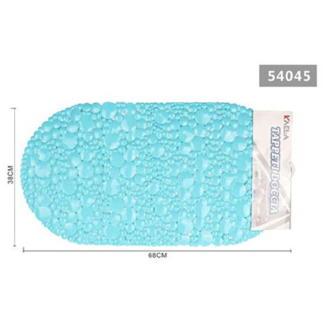 Trade Shop - Tappeto Tappetino Doccia Vasca Antiscivolo Bagno Arredo Azzurro 38 X 68 Cm 54045 -