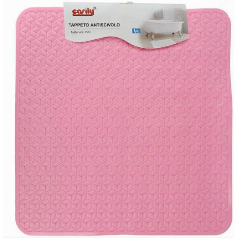 TRADE SHOP - Tappeto Tappetino In Pvc Rosa Antiscivolo Vasca Da Bagno Doccia 51 X 52 Cm 59637 -