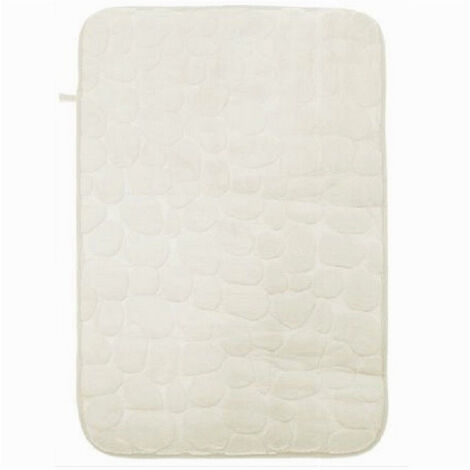 Trade Shop - Tappeto Tappetino In Tessuto Effetto Sassi Per Arredo Bagno 45x70cm 79927 Bianco -