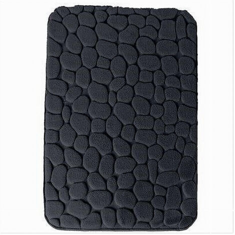 Trade Shop - Tappeto Tappetino In Tessuto Per Bagno Arredo 45x75 Cm Effetto Sassi Nero 69970 -