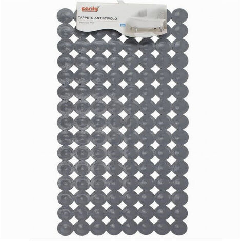 TRADE SHOP - Tappeto Tappetino Pvc Antiscivolo Per Vasca Bagno Doccia 67.5x36 Cm Grigia 59612 -