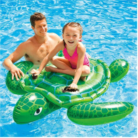 Trade Shop - Tartaruga Cavalcabile Gonfiabile Verde Per Bambini 150x127cm Due Maniglie 57524 -
