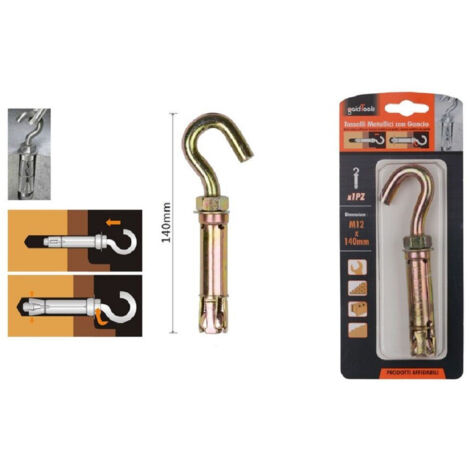 Trade Shop - Tassello Tasselli Metallici Gancio Bulloni M12 X 140mm Accessori Minuteria 91047 -