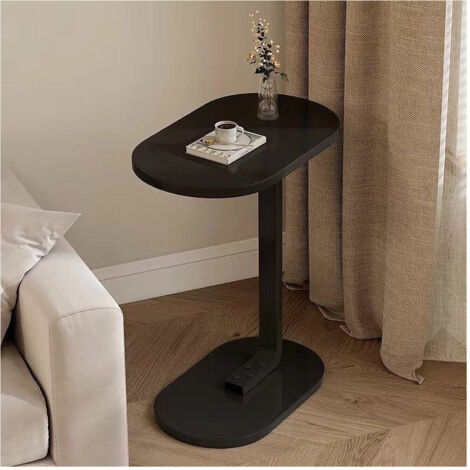 Trade Shop - Tavolino A Forma Di C Per Divano Soggiorno Camera Letto Moderno Portatile Tavolo -      Negro