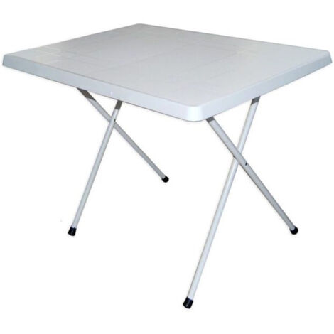 TRADE SHOP - Tavolo Bianco 80x60x51 Cm Pieghevole Design Esterno 2 Persone Campeggio Pic Nic -
