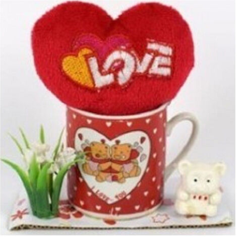 Trade Shop - TAZZINA MIT HEART PELUCHE IDEA REGAL SAN VALENTINO 10.5X11X5CM CONFECT -