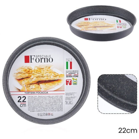 Trade Shop - TEGLIA STAMPO TORTIERA FOCACCIA TONDA ANTIADERENTE ANTIGRAFFIO DA FORNO Ø22-26-28-30-32CM - -durchmesser 22cm -