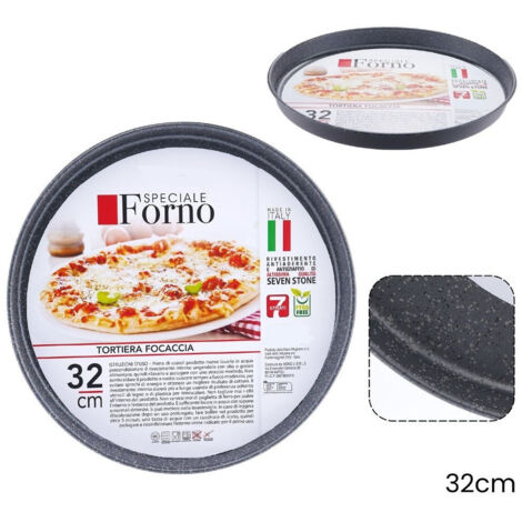 Trade Shop - TEGLIA STAMPO TORTIERA FOCACCIA TONDA ANTIADERENTE ANTIGRAFFIO DA FORNO Ø22-26-28-30-32CM -     -durchmesser 32cm  -