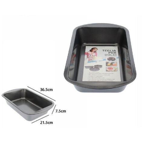 Trade Shop - Teglia Tortiera Antiaderente Rettangolare Forno Dolce Salato 36,5x21,5x7,5cm 59952 -