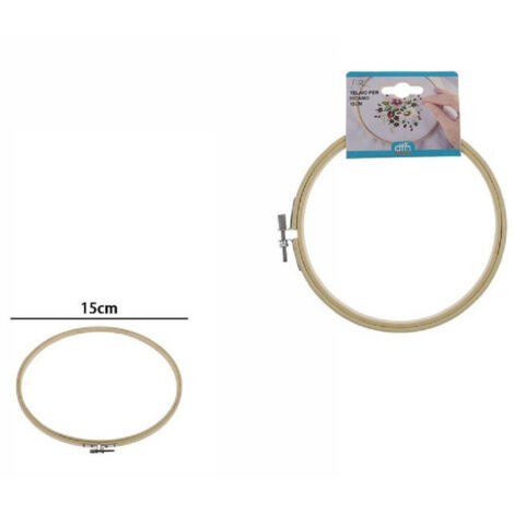 TRADE SHOP - Telaio Per Ricamo In Legno Tondo Con Fibbia Metallo Accessori Cucito 15cm 53548a -