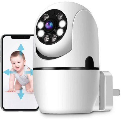 Trade Shop - Telecamera Wireless Con Spina 360° Rilevamento Movimento Tracciamento Automatico -