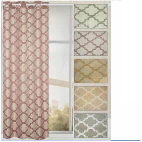 TRADE SHOP - Tenda Amabile Pannello Singolo 8 Borchie Porta Finestra Cucina Bastone 140x280 Cm -