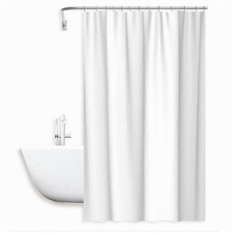 Trade Shop - Tenda Da Doccia Impermeabile Peva Bianca 12 Ganci 180 X 200cm Arredo Bagno 69809 -