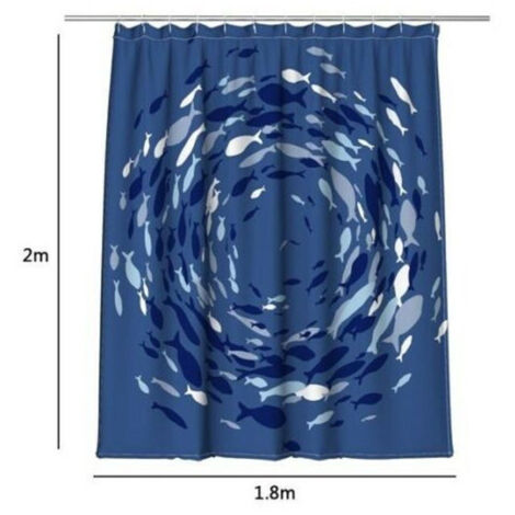 Trade Shop - Tenda Doccia Antimuffa Impermeabile 180 X 200 Cm Con Anelli Bagno Pesci -