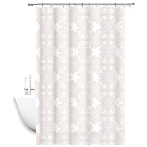 TRADE SHOP - Tenda Doccia Antimuffa Impermeabile 180x200cm Anelli Bagno Bianca Maiolica 69511 -