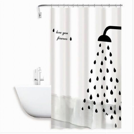 Trade Shop - Tenda Doccia Antimuffa Love You Forever Impermeabil 180x180cm Anelli Bagno 79217 -
