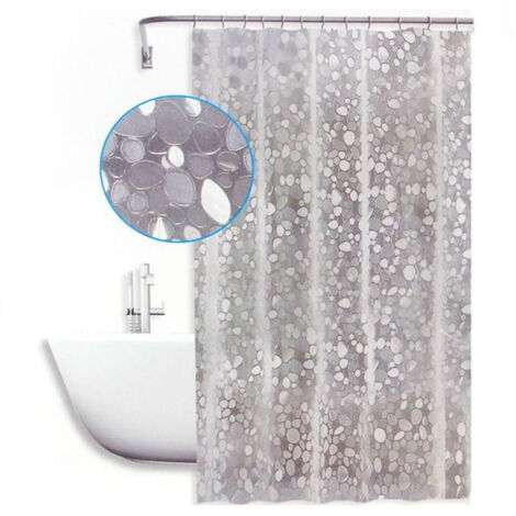 TRADE SHOP - Tenda Doccia Vasca Antimuffa Impermeabile Bianca Con Sassolini 180 X 200cm 59525 -