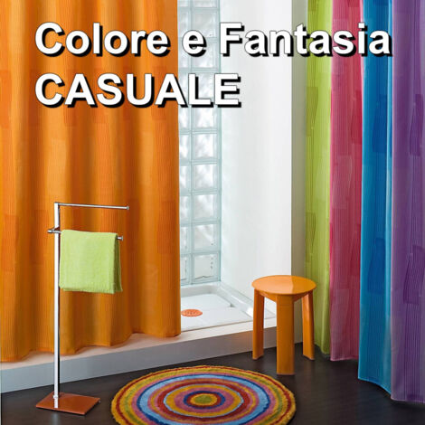 TRADE SHOP - Tenda Doccia Vasca Bianca In Poliestere 180 X 200 Cm Tendina Bagno Con Ganci -