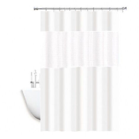 TRADE SHOP - Tenda Doccia Vasca Impermeabile Antimuffa Bianco Giuntura 180 X 200 Cm 3d 52133 -