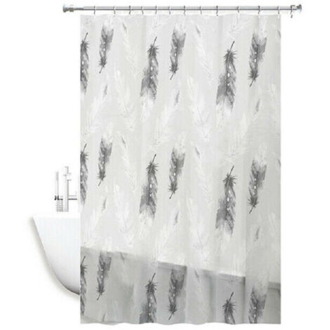 Trade Shop - Tenda Per Doccia Impermeabile Tessuto Pvc 12 Ganci In Plastica Piume 180x200cm -