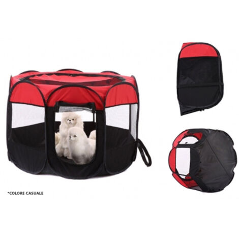 TRADE SHOP - Tenda Portatile Pieghevole Cani Gatti Cuccia 90x90x60 Cm Zanzariera Con Borsa -