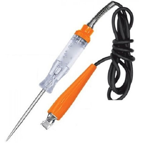 Trade Shop - Tester Penna Circuiti 1522 Punta Acciaio Manico Plastica Tensione Con Clip Auto -