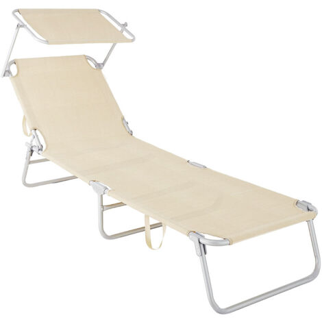 Trade Shop - TEXTILENE LIEGE MIT SONNENSCHIRM CREME SEA GARDEN VERSTELLBARE RÜCKENLEHNE 281014 -