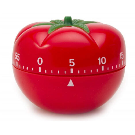 TRADE SHOP - Timer Analogico Pomodoro 60 Minuti Orologio Da Cucina Retro' Allarme Sonoro Rosso -