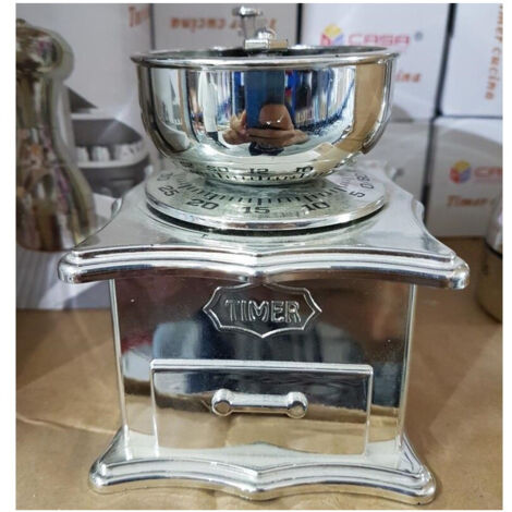 TRADE SHOP - Timer Da Cucina Meccanico A Forma Di Macinacaffè Cromato Cottura Alimenti -