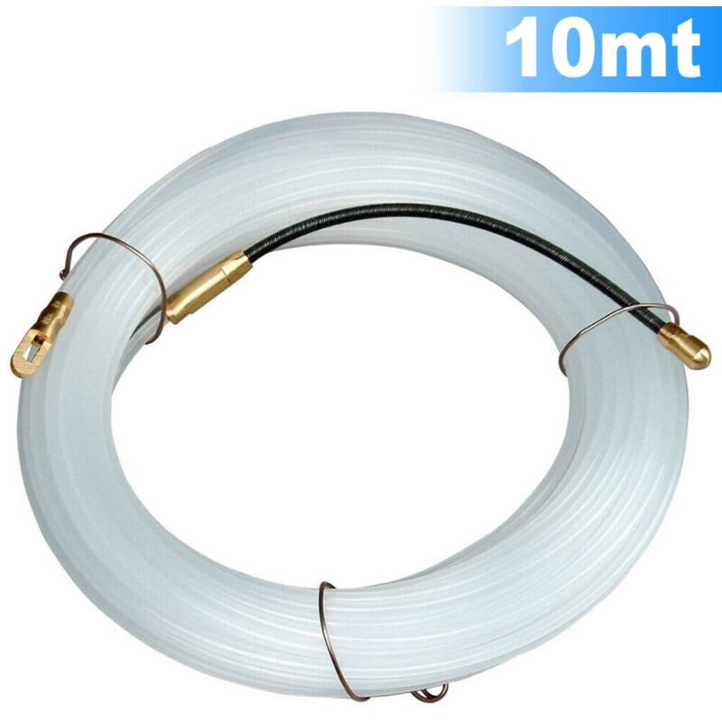 Trade Shop - Sonda Passacavi Elettricista 10mt Tiracavi Tirafili Cavi Elettrici 3mm Bianco -