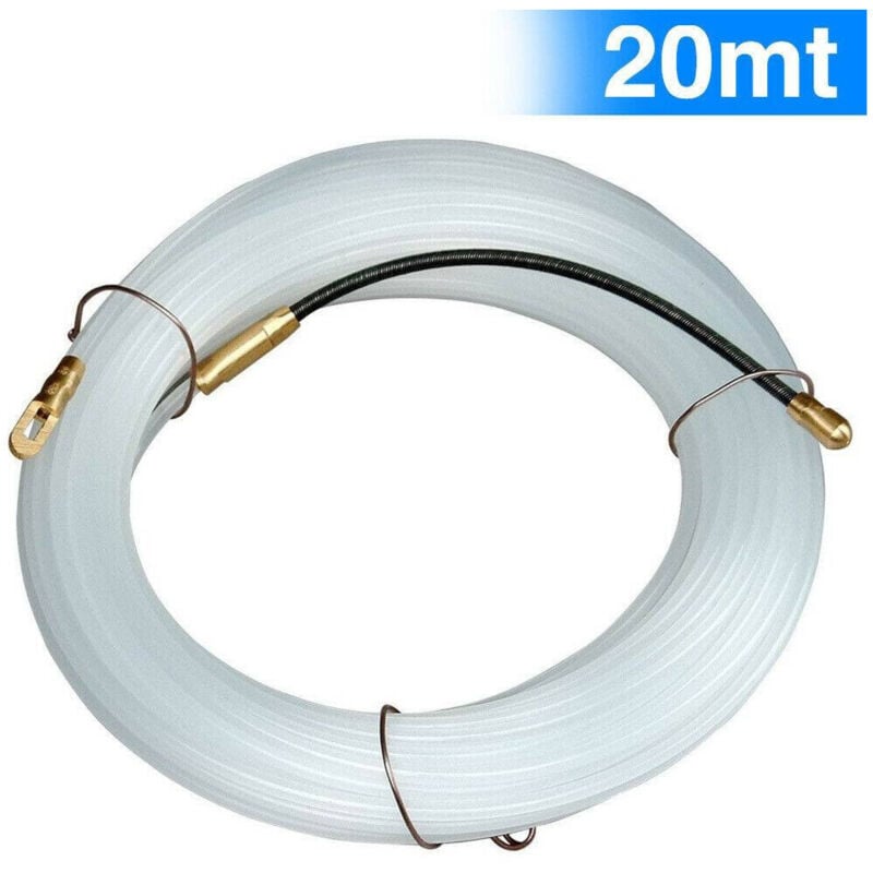 Trade Shop - Sonda Passacavi Elettricista 20mt Tiracavi Tirafili Cavi Elettrici 3mm Bianco -