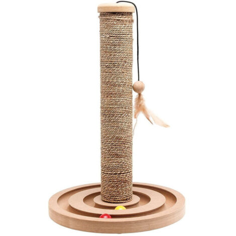 TRADE SHOP - Tiragraffi Crine Veg+gioca Brigitte Gioco Con Piume Pista Palline Gatto 30x44 Cm -