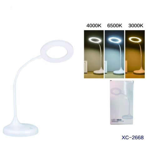 Trade Shop - TISCHLAMPE KREIS LED TOUCH WIEDERAUFLADBAR USB SCHWENKBAR MODERN DT-2668 -
