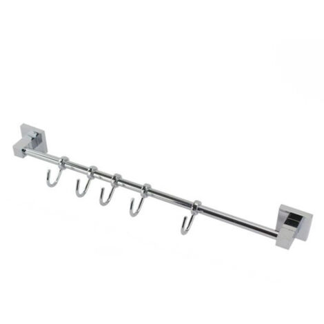 Trade Shop - Toallero Con 5 Ganchos Fijación A Pared Baño Cuadrado 59195 -
