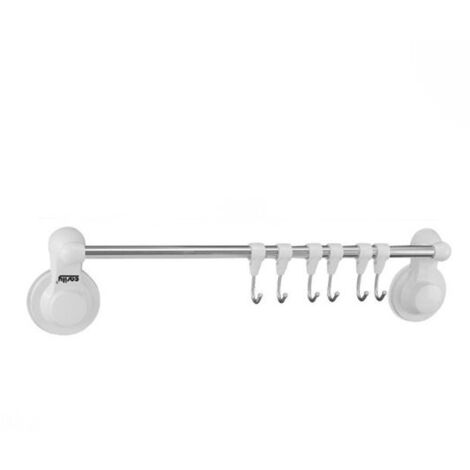 Trade Shop - Toallero Con 6 Ganchos Ventosa Baño 42cm 59550 -