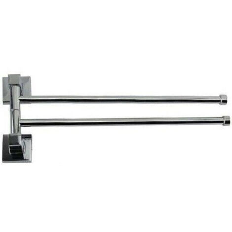Trade Shop - Toallero De Pared 2 Brazos Baño Acero Cromado Cuadrado 36x14,5cm 59196 -