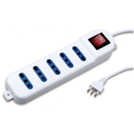 Trade Shop - Toma De Corriente Eléctrica Multitoma 5 Plazas 10/16a Bypass Con Interruptor -