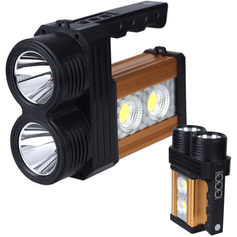TRADE SHOP - Torcia Lampada A Led Ricaricabile Emergenza 10w 200 Metri Usb Luce Gialla Bianca -