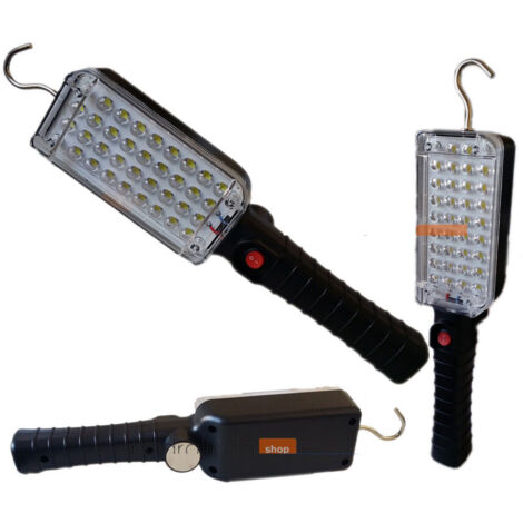 Trade Shop - TORCIA LAMPADA PORTATILE GANCIO CALAMITATA 34 LED AUS RECARICABILE WORK ZJ-859 -