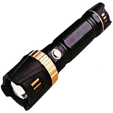 TRADE SHOP - Torcia Led Elettrica Ricaricabile Alta Potenza Martelletto Rompi Vetro Auto Casa -