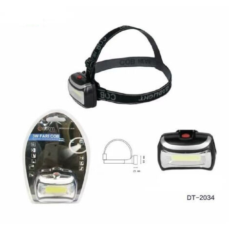 TRADE SHOP - Torcia Led Frontale Testa 3w Led Fari Cob Escursioni Pesca Luce Regolabile Dt-2034 -