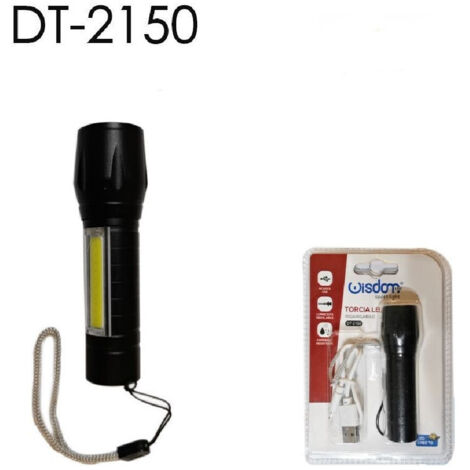 TRADE SHOP - Torcia Led Ricaricabile Usb Cree T6 Luce Regolabile Campeggio Escursioni Dt-2150 -