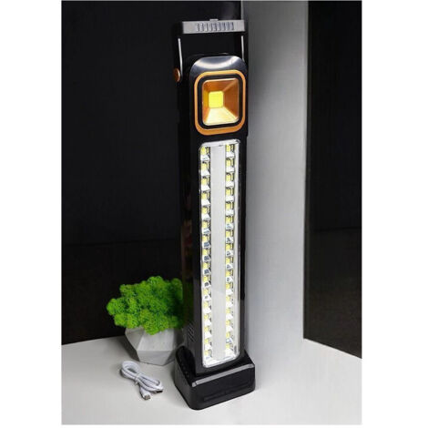 TRADE SHOP - Torcia Portatile Lampada Di Emergenza Ricaricabile Usb A Carica Solare 32 Led -