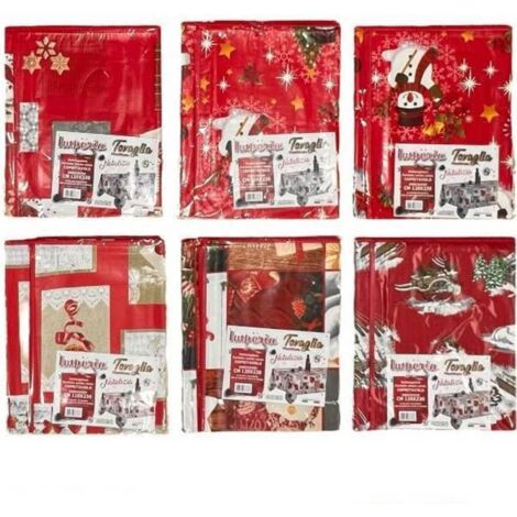 TRADE SHOP - Tovaglia Copritavolo Natale Plastificata Antimacchia Varie Fantasie Mis. 120X250 -