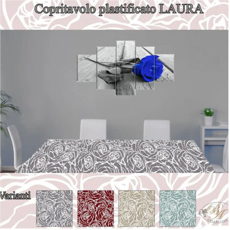 Trade Shop - Tovaglia Plastificata Copritavolo Antimacchia Rettangolare Laura Mis.12 Posti -