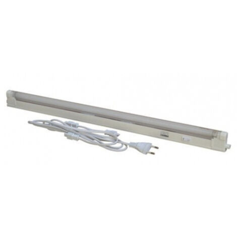 TrAdE Shop Traesio - 10w Tubo Neon 75cm Led Completo Di Plafoniera T5 Luce Bianco Freddo 6500k Cavo -