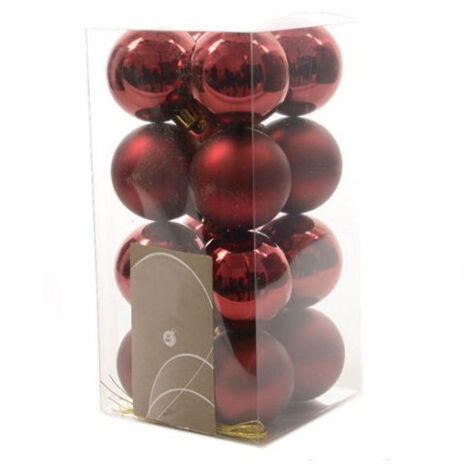 TrAdE Shop Traesio - 16 Palline Decorative Per Addobbi Albero Di Natale Glitterate E Lucide Colore - Rosso