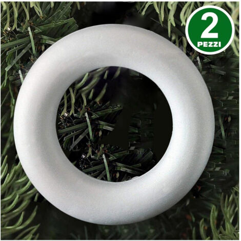 TrAdE Shop Traesio - 2 Anelli Di Polistirolo 23 Cm Bianchi Per Decorazioni Natalizie Addobbi Natale -