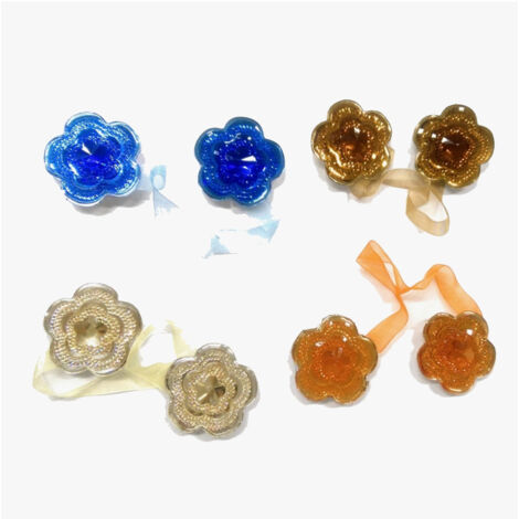 TrAdE Shop Traesio - 2 Calamite Fiori Fiore Brillantinato Fermatenda Glitter Strass Ferma Tenda -
