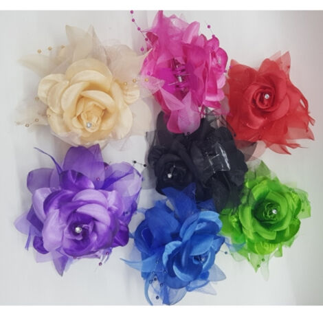 TrAdE Shop Traesio - 2 Fermaglio Fermagli Fiore Rosa Glitter Molletta Ferma Capelli Fermacapelli -